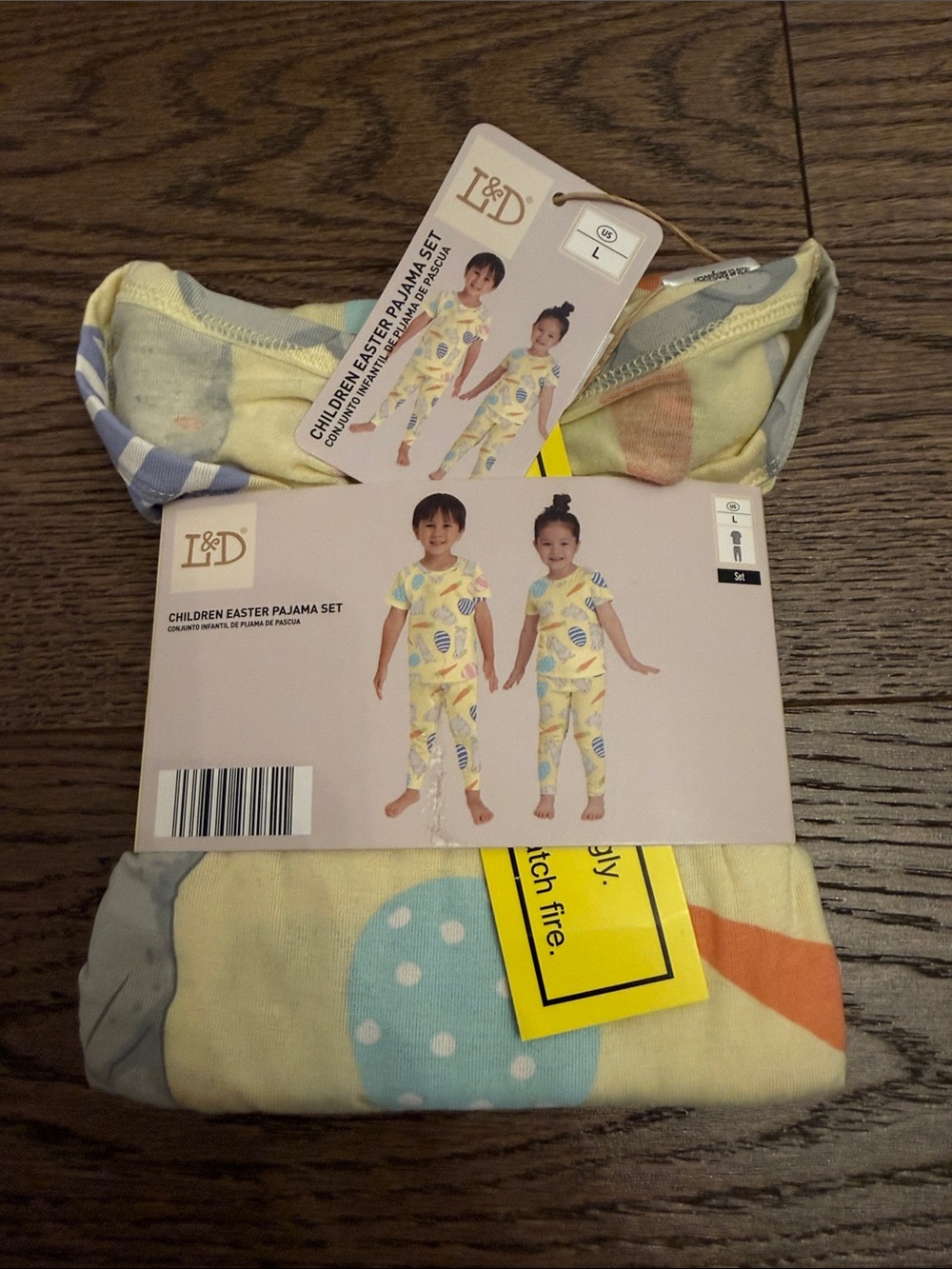 NWT Kids' Yellow Easter Print Two-Piece Pajama Set